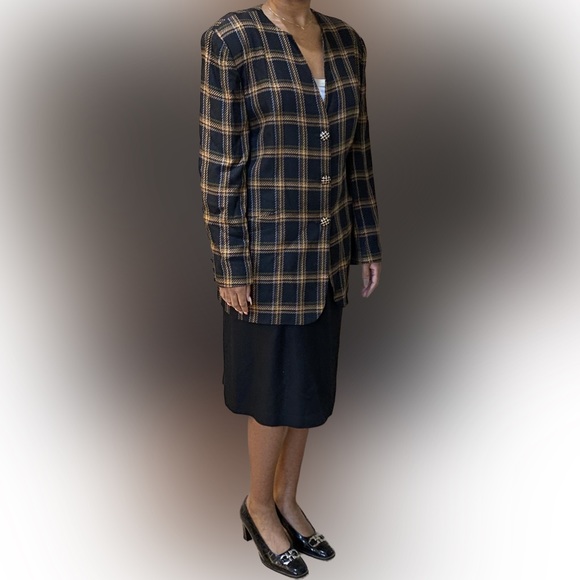 J.Gallery Window Pane Plaid Collarless Suit Size 18 - Picture 6 of 8